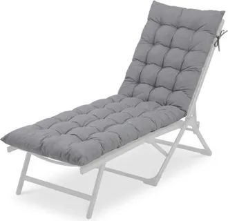 Relaxdays Relaxdays bench cushion, 160x50 cm, padded, quilted, with ties, outdoor, for garden bench & pallets, grey