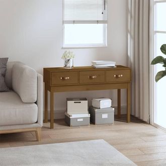 vidaXL Vidaxl - Mesa Consola De Madera Maciza De Pino Marr&oacute;n Miel 114x40x75 Cm