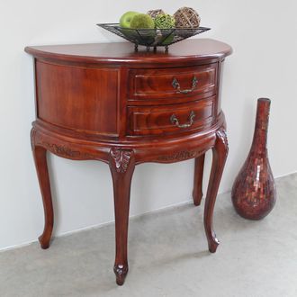 International Caravan Inc Half Moon Wood Wall Table with Two Drawers