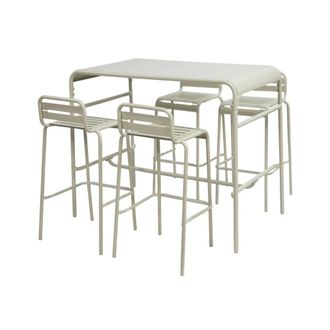 Sweeek Set mesa alta de jard&iacute;n tipo bistr&oacute; de acero con 4 sillas altas de