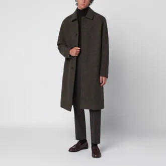Harris Wharf London Cappotto monopetto grigio verde in lana