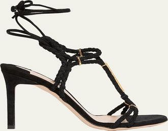 Tom Ford Lily Suede Ankle-Tie Sandals