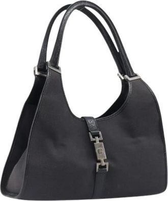Gucci Pre-owned Vintage Canvas Shoulder Bag - Dames - Vintage Schoudertas - Zwart - ONE Size - Leer - Vintage
