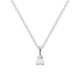 Diamond2Deal 14K White Gold 0.25 Ct Pear Shape Lab Grown Diamond Solitaire Pendant Necklace