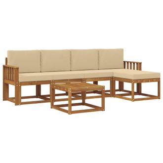 vidaXL Conjunto De Sof&aacute;s De Exterior Con Coj&iacute;n 6 Pcs Natural Y Beige Vidaxl