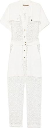 Simona Corsellini 0416 Tuta Pizzo C/short - Dames - Jumpsuits - Wit - XS - Jumpsuits & Playsuits