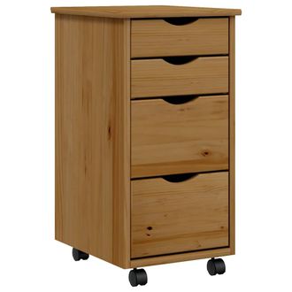 vidaXL Vidaxl - Cajonera Con Ruedas Moss Madera Maciza Pino Marr&oacute;n Miel
