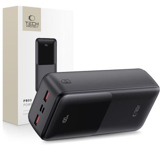 OEM Bater&iacute;a Externa Tech-protect Pb03 De 30000 Mah Y 22,5 W, Color Negro
