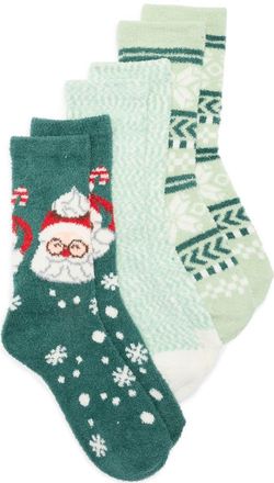Nordstrom Rack 3-Pack Pattern Socks in Teal Santa Cocoa at Nordstrom Rack