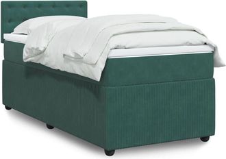 vidaXL Cama Box Spring Con Colch&oacute;n Terciopelo Verde Oscuro 90x200 Cm Vidaxl