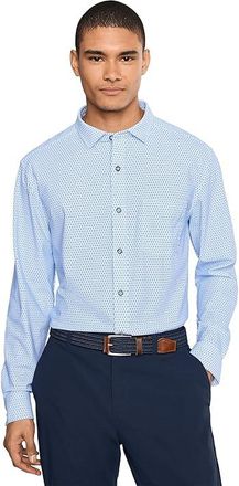 Johnston & Murphy XC+ Motion Long Sleeve Dress Knit Shirt Mens Clothing Blue Tulip Print Shirt : 3XL, Nylon