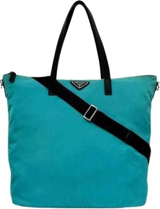 Prada Pre-owned Vintage Tote Bag - Dames - Vintage Shopper - Blauw - ONE Size - Leer - Vintage