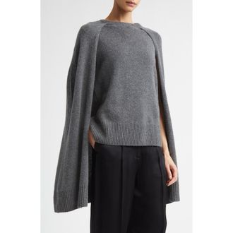 Toteme Cashmere Crewneck Cape Sweater in Dark Grey Melange at Nordstrom, Size X-Large