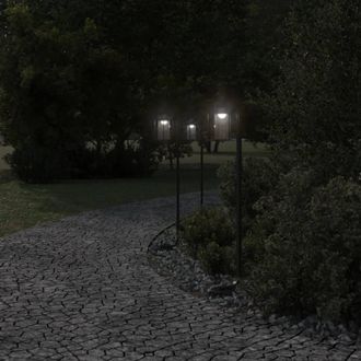 Berkfield Home Outdoor Floor Lamps 3pcs Black 100 cm Stainless Steel
