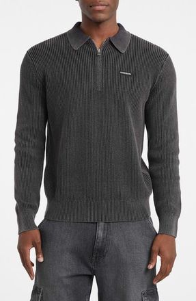 Guess Organic Cotton Half Zip Sweater in Black at Nordstrom, Size X-Large