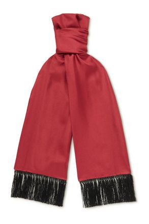 Sulka Fringed Silk-Twill Scarf