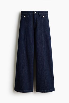 H&M Wide High Jeans - Dunkles Denimblau