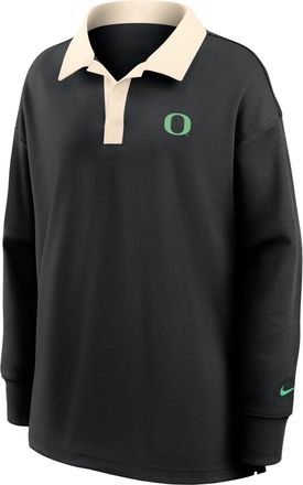 Nike Oregon Academic Nike Womens Dri-FIT Oversized Long-Sleeve Polo in Black | 050E0DJLUON-QG3