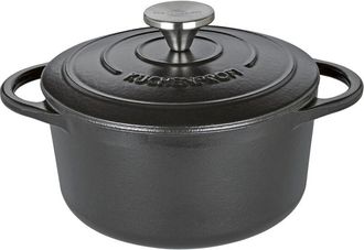 K&uuml;chenprofi Casseruola in ghisa con coperchio nero, 20 cm, per stufare, forno olandese, pentola per pane smaltata, adatta a tutti i piani cottura