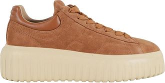 Hogan Bruine Su&egrave;de Sneakers met H Strepen - Dames - Sneakers - Bruin - 40 EU - Su&egrave;de - Schoenen