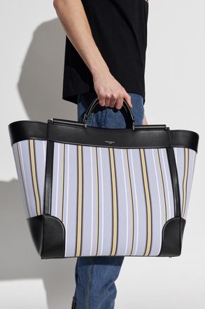 Dolce & Gabbana Jacquard Hand Bag With Striped Pattern, Mens, Light Blue