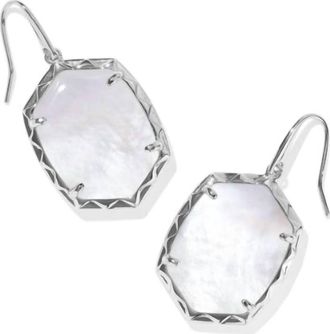 Kendra Scott Womens Daphne Drop Earrings In Silver Ivory Mother Of Pearl