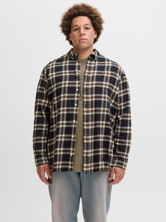 Jack & Jones Plus Size Langarmhemd JJECLASSIC FLANNEL CHECK SHIRT LS SN PLS, Herren, Gr. 4XL, N-Gr, schwarz, Web, Obermaterial: 100% Baumwolle, JACK & JONES PLUSSIZE, unifar