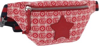 Gucci Childrens Belt Printed Coated Canvas Red Canvas Handbag (Pre-Owned)