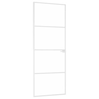 vidaXL Puerta De Interior Vidrio Templado Y Aluminio Blanco 76x201,5cm Vidaxl