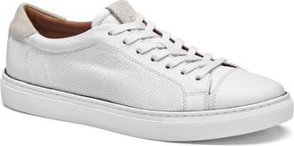 Johnston & Murphy Luther Perforated Leather Low Top Sneaker in White Sheepskin at Nordstrom, Size 10.5