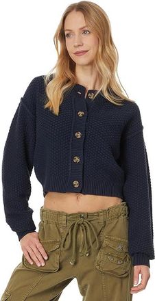 Free People Lila Cardi Womens Clothing Sky Captain : LG (Womens 12-14), Acrylic/Cotton