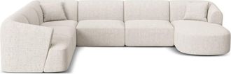 Cosmopolitan Design Sof&aacute; esquinero panor&aacute;mico 7 plazas tejido estructural beige claro