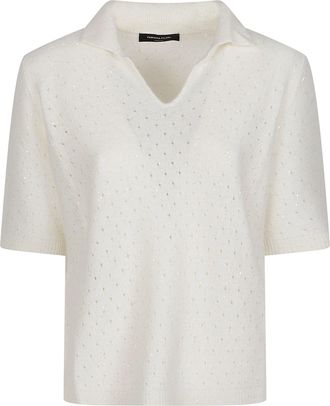 Fabiana Filippi Round Neck Perforated Virgin Wool-Blend Sweater