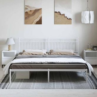 Berkfield Home Metal Bed Frame with Headboard White 183x213 cm
