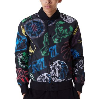 New Era College Bomber Jacket - NBA All Over Neon Print - L
