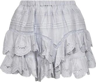 Isabel Marant Rokken, Dames, Blauw, S, Katoen, Flounced Short Skirt