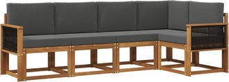 vidaXL Conjunto De Sof&aacute;s De Exterior 5 Uds. Natural Y Antracita Vidaxl