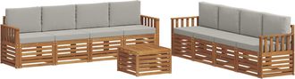 vidaXL Conjunto De Sof&aacute;s De Exterior 9 Uds. Natural Y Gris Claro Vidaxl