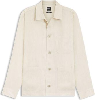 BOSS Relaxed-fit overshirt in Italian-made linen twill