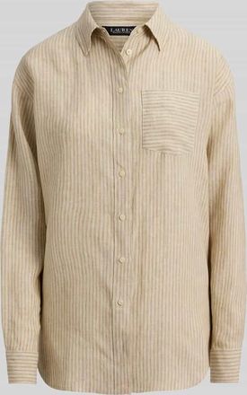 Lauren Ralph Lauren Relaxed Fit Langarmbluse aus reinem Leinen in Beige, Gr&ouml;&szlig;e XL