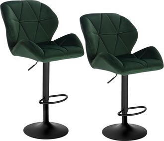 Woltu Woltu - 2x Taburete De Bar Con Respaldo Sillas De Bar Regulables En Altura Con Asiento Acolchado Terciopelo Sillas Giratorias Muebles Cocina Silla De 