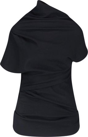 Entire studios Black Asymmetrical Draped Draped Top