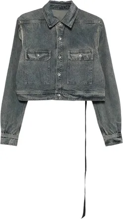Rick Owens Cropped Cut-out Denim Jacket