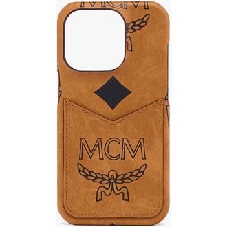 MCM iPhone 15 Pro Case in Maxi Visetos in Maxi Monogram Brown at Nordstrom