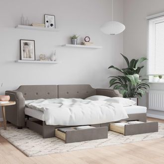 vidaXL Sof&aacute; Cama Nido Con Cajones Tela Gris Taupe 90x200 Cm Vidaxl