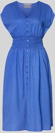 Christian Berg Knielanges Kleid aus Leinen-Mix mit Knopfleiste in Blau, Gr&ouml;&szlig;e 36