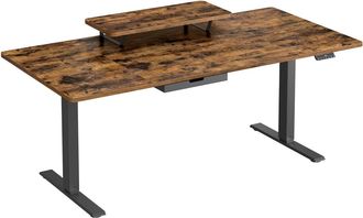 Vasagle Escritorio el&eacute;ctrico ajustable con soporte de color marr&oacute;n r&uacute;stico