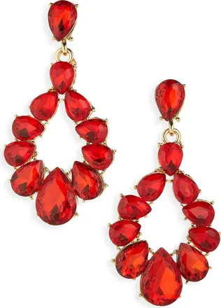 Cara Crystal Statement Drop Earrings in Gold/Red at Nordstrom Rack