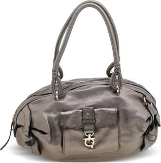 Ferragamo Borsa a spalla in pelle metallizzata - Argento