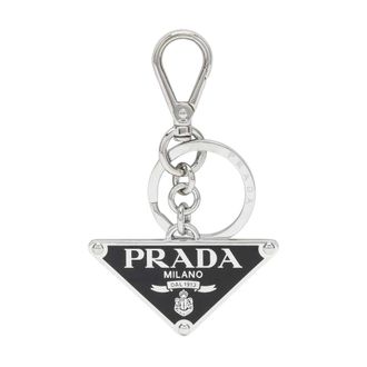 Prada Triangle Logo Metal Keyring - male - Prada - Keychains - Black - ONE SIZE - Accessories